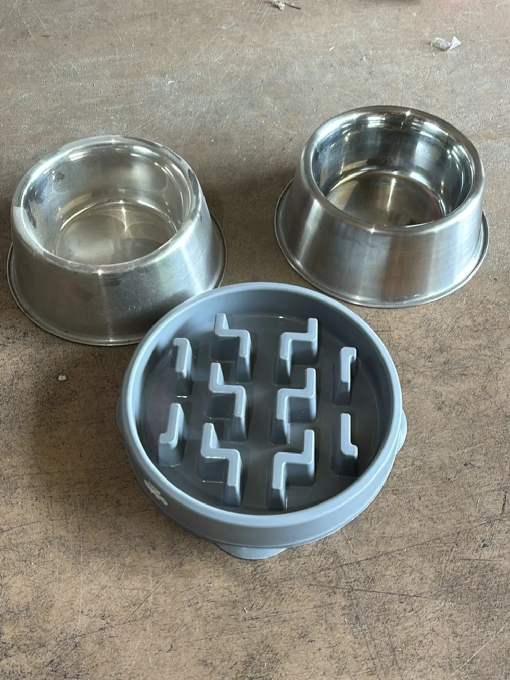 Stainless Steel Pet Bowls with Gray Slow Feeder  bowl